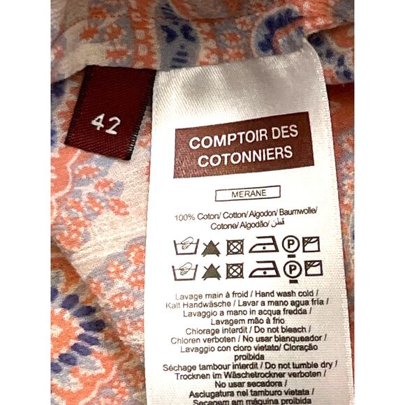 Comptoir des Cotonniers Cotton Tunic Top Paisley Print Pink Blue Size 42 (US 10) - Picture 6 of 7